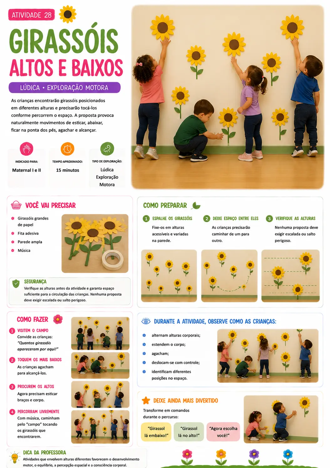 Página completa da atividade Girassóis Altos e Baixos